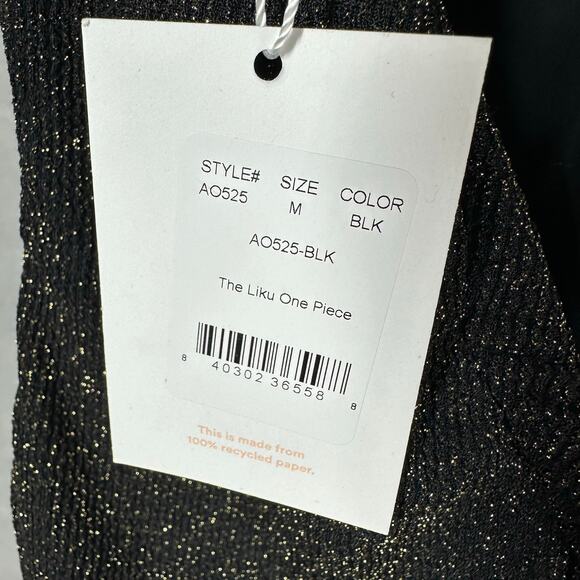 Andie The Liku One Piece Swimsuit Metallic Sparkle Black Medium - Picture 6 of 12